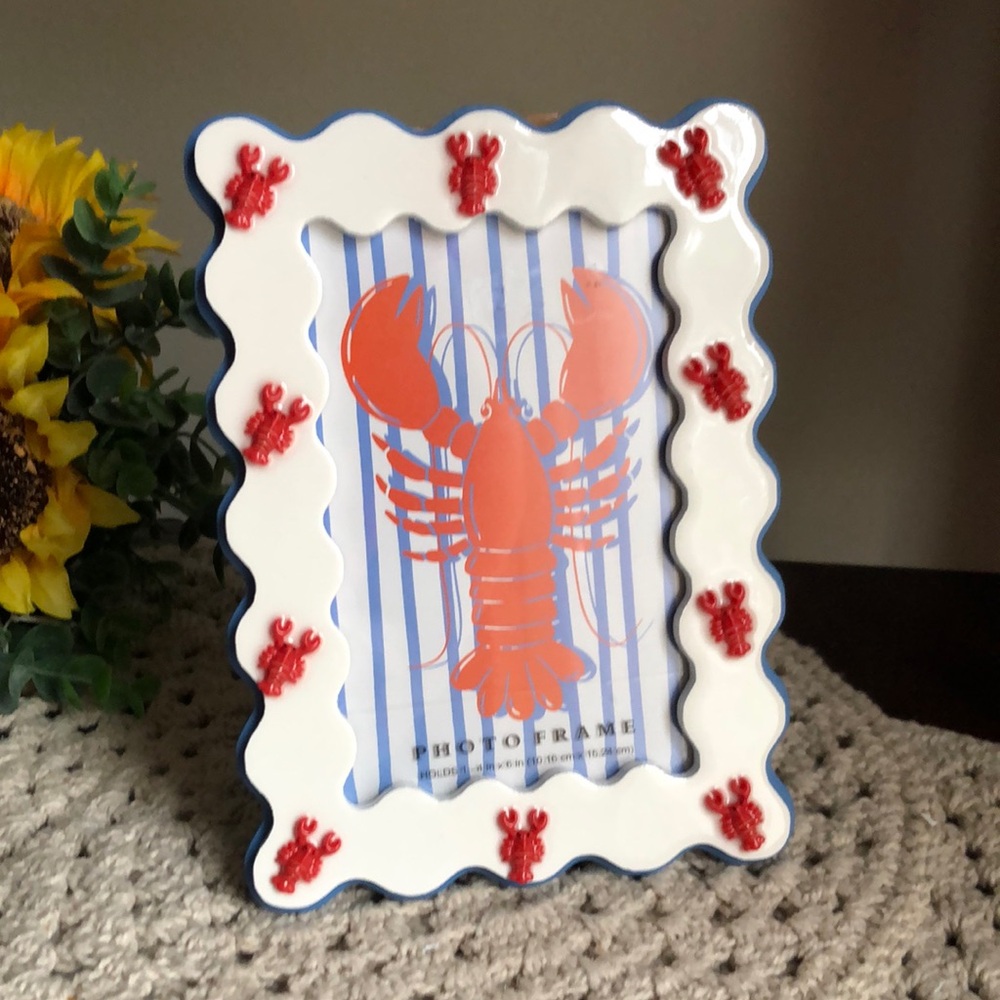Coastal White and Red Lobster Photo Frame